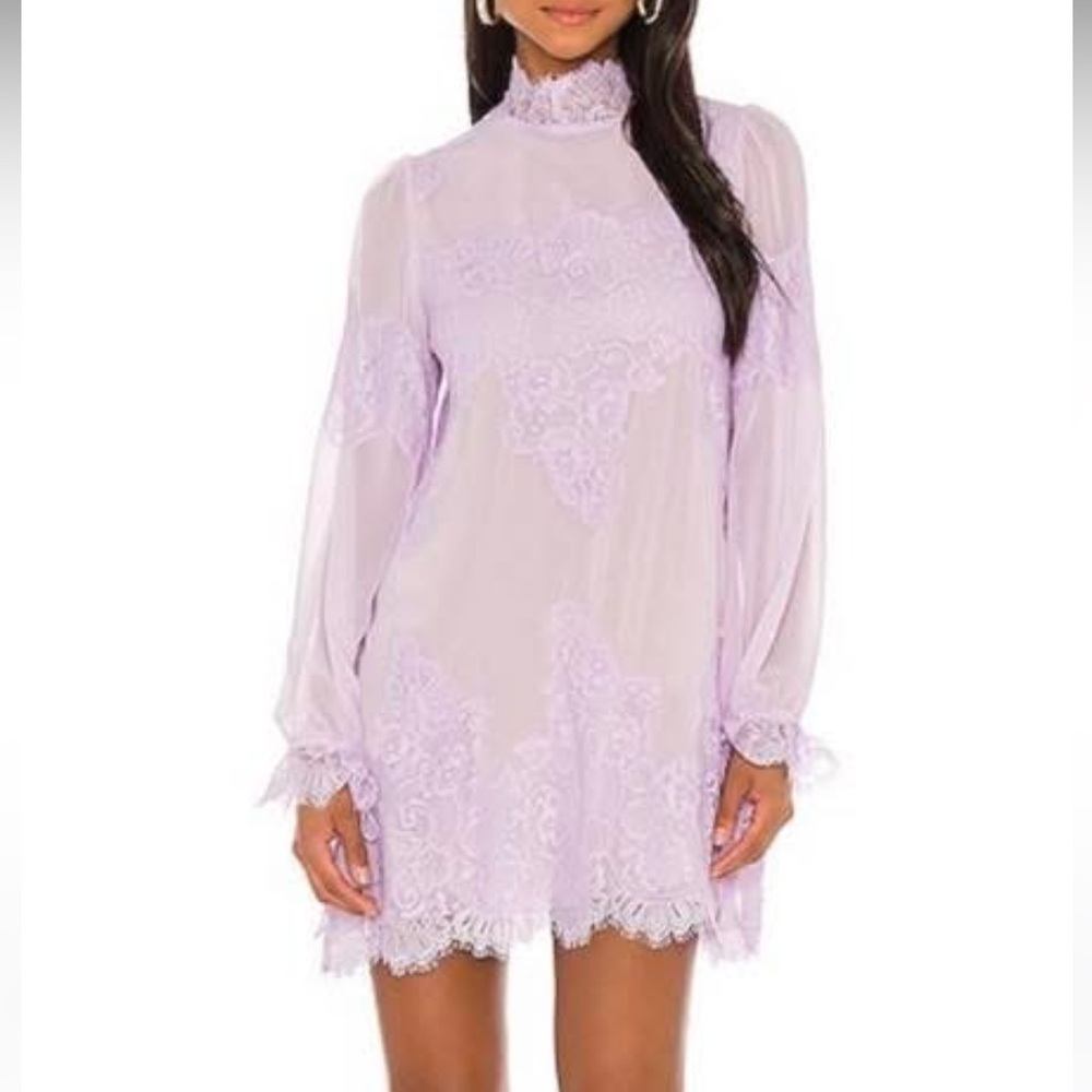 Lavender Lace high neck Mini Dress
